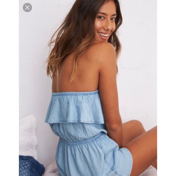 American Eagle Outfitters Pants - Arie Strapless Chambray romper